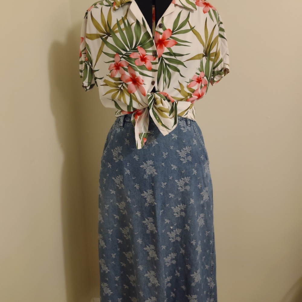 Vintage 90s denim maxi skirt